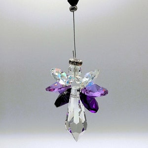 Glass Angel Sun Catcher Mixed Purples Rainbow Maker - Small or Large - Hanging Prism Suncatcher