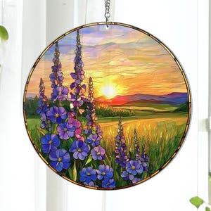 Violet Flower Suncatcher Ornament, Purple Irises Suncatcher, Flower Lovers Window Hanging, Birth Flower Suncatcher, Birth Month Flower Gift